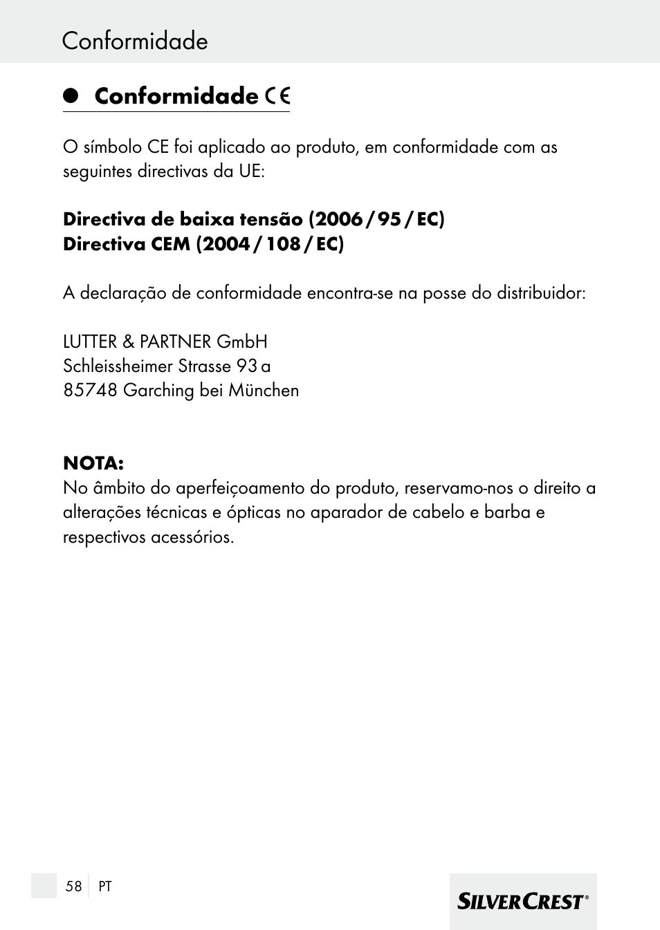 Conformidade | Silvercrest 7133016 User Manual | Page 58 / 95