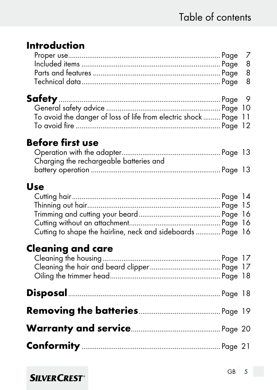 Silvercrest 7133016 User Manual | Page 5 / 149