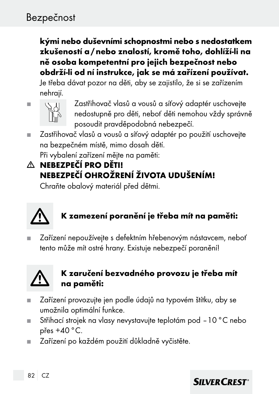 Bezpečnost | Silvercrest 7133016 User Manual | Page 82 / 149