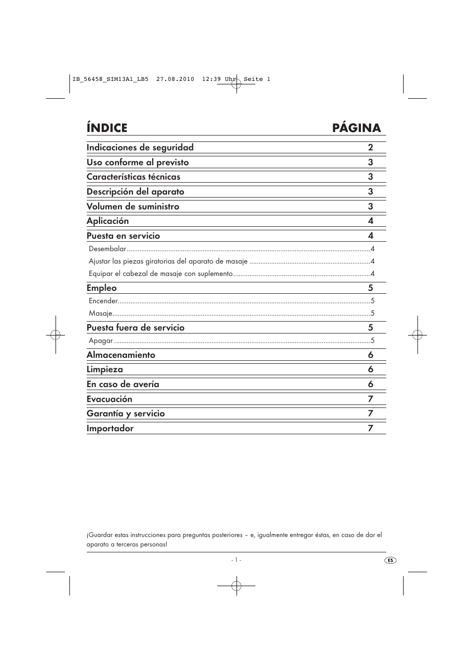 Índice página | Silvercrest SIM 13 A1 User Manual | Page 3 / 42