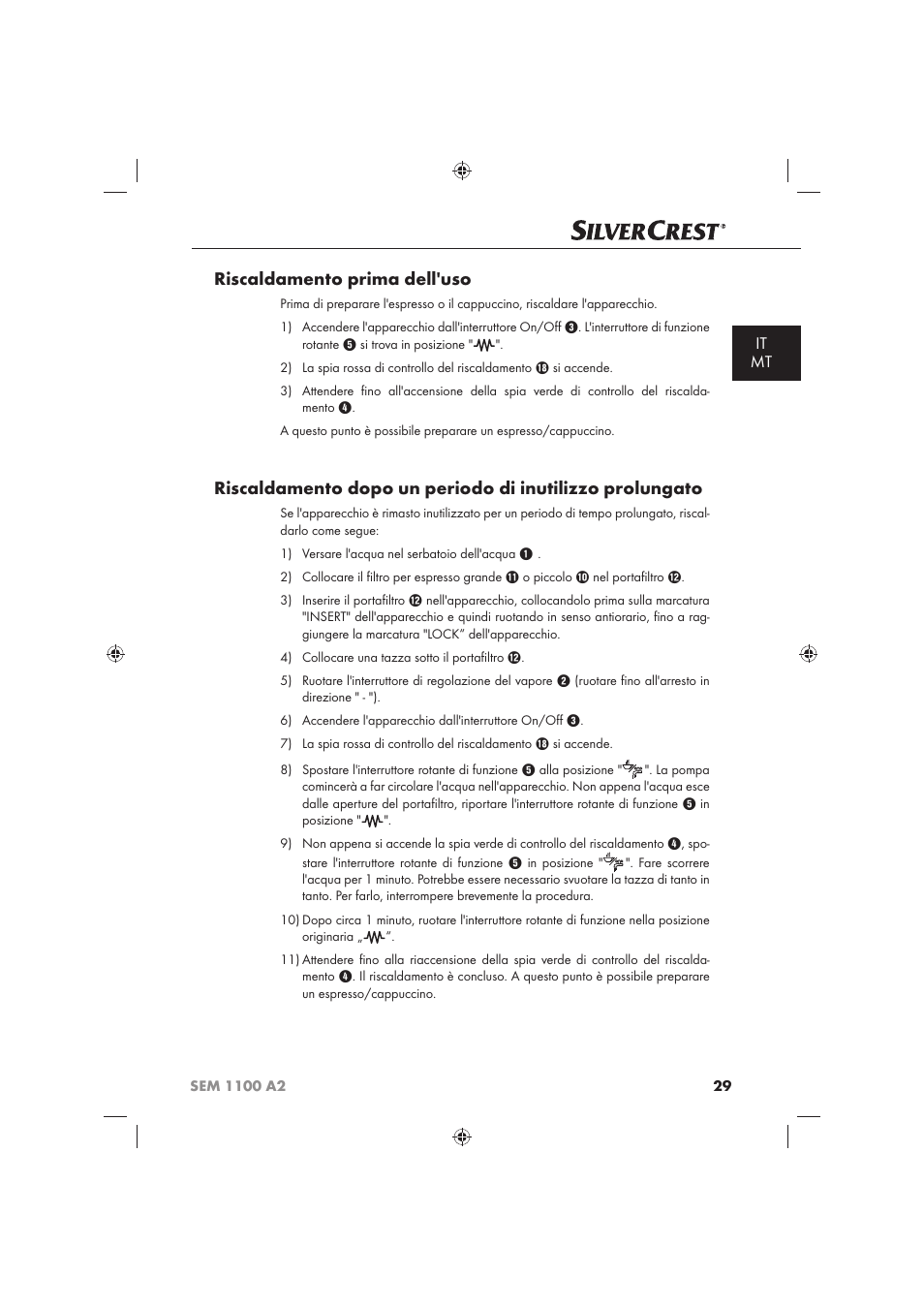 Riscaldamento prima dell'uso, It mt | Silvercrest SEM 1100 A2 User Manual | Page 31 / 102