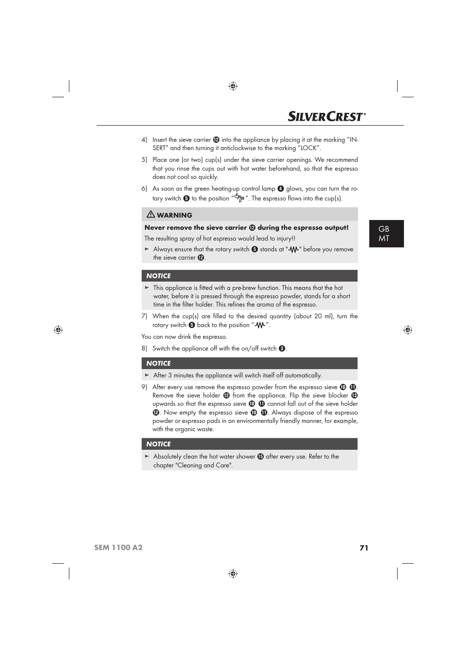 Gb mt | Silvercrest SEM 1100 A2 User Manual | Page 73 / 102