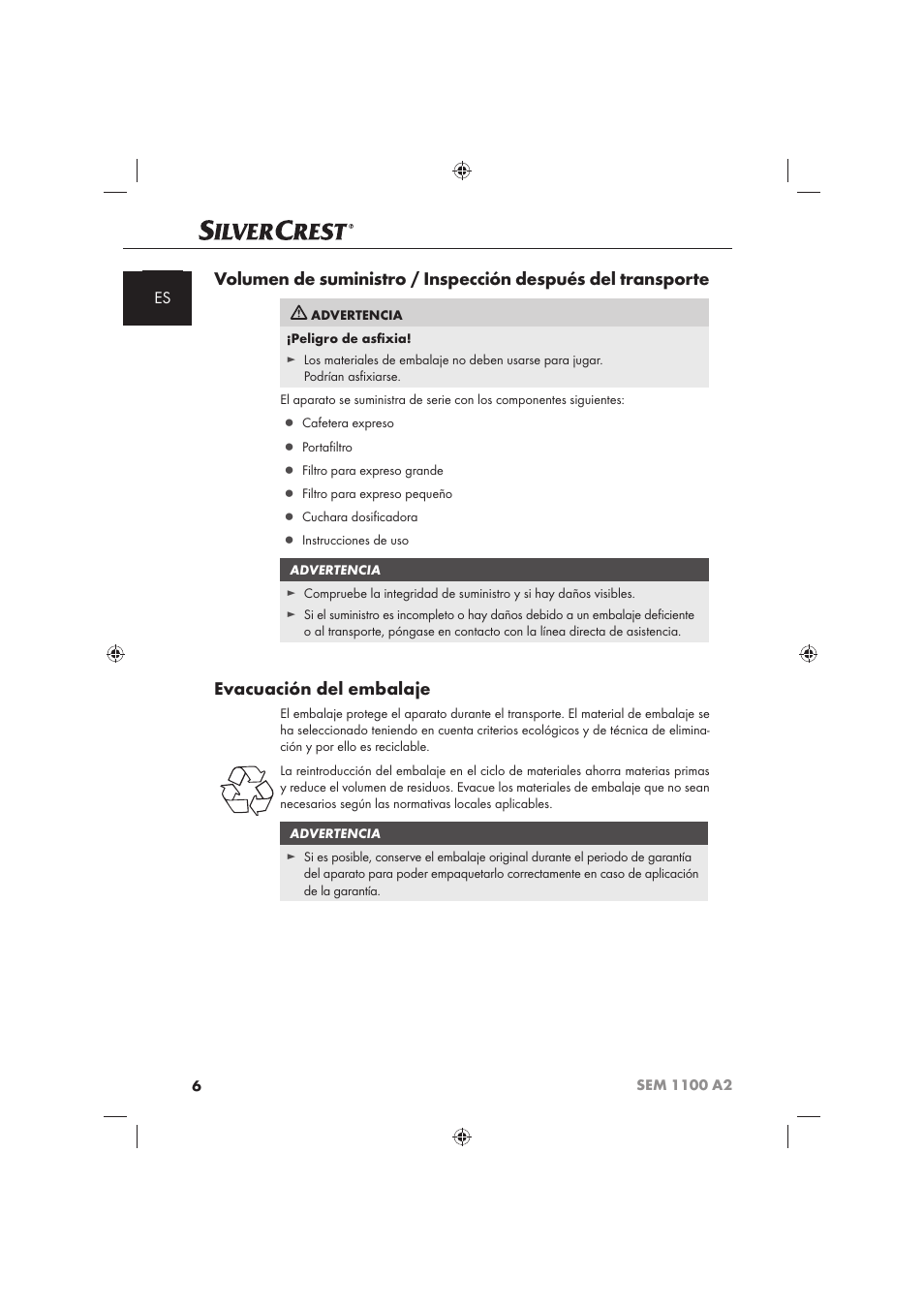 Evacuación del embalaje | Silvercrest SEM 1100 A2 User Manual | Page 8 / 102