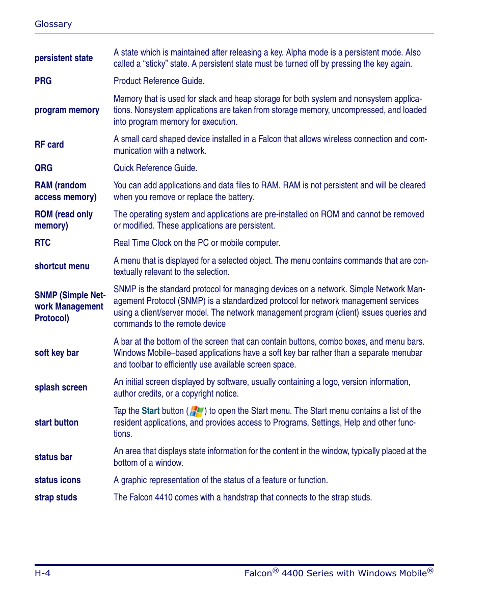 Snmp (simple, Network management protocol) | Datalogic Scanning FALCON 4400 SERIES User Manual | Page 198 / 212