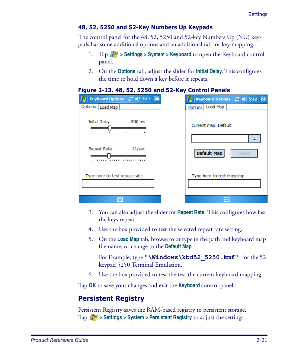 Persistent registry, Persistent registry, p | Datalogic Scanning FALCON 4400 SERIES User Manual | Page 35 / 212