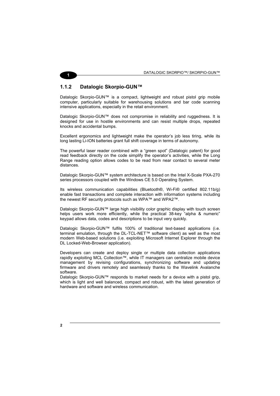 Datalogic skorpio-gun | Datalogic Scanning Skorpio-GUN User Manual | Page 22 / 99