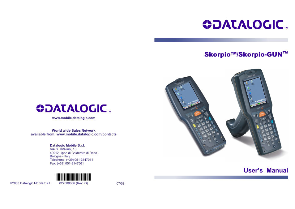 Skorpio™/skorpio-gun user’s manual | Datalogic Scanning Skorpio-GUN User Manual | Page 99 / 99
