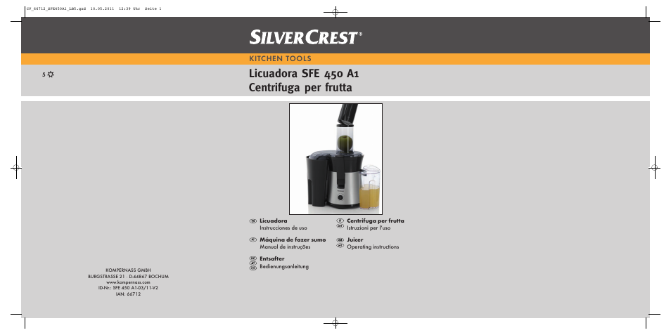 Silvercrest SFE 450 A1 User Manual | 62 pages