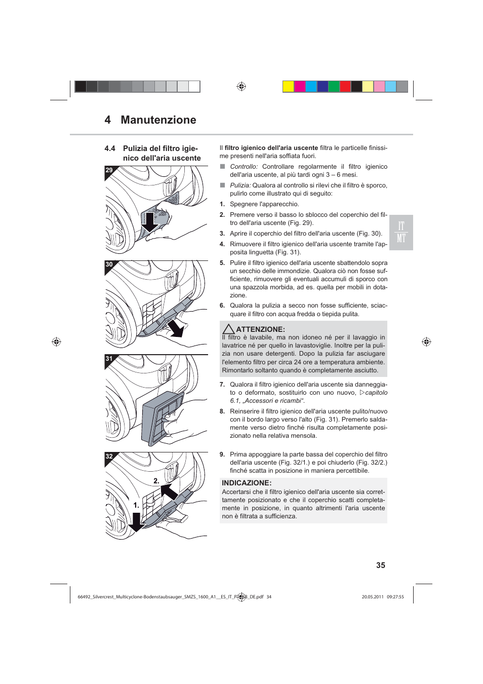 4 manutenzione it mt | Silvercrest SMZS 1600 A1 User Manual | Page 35 / 98