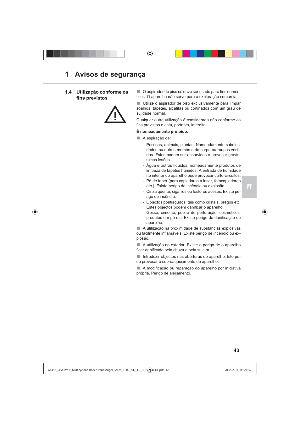1 avisos de segurança pt | Silvercrest SMZS 1600 A1 User Manual | Page 43 / 98