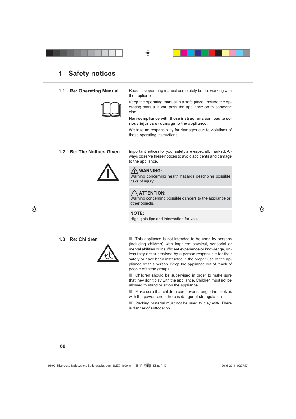 1 safety notices | Silvercrest SMZS 1600 A1 User Manual | Page 60 / 98