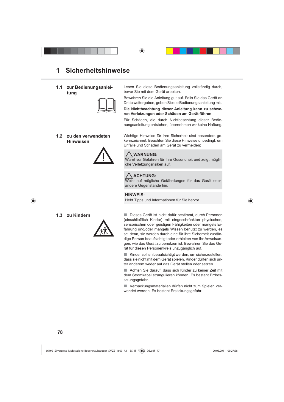 1 sicherheitshinweise | Silvercrest SMZS 1600 A1 User Manual | Page 78 / 98