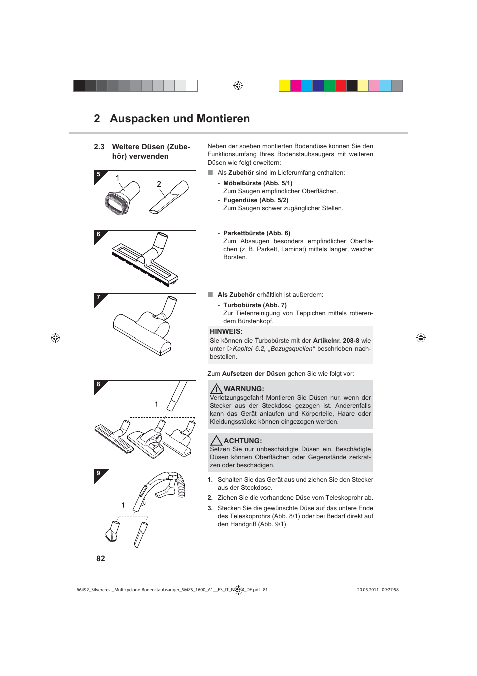 2 auspacken und montieren | Silvercrest SMZS 1600 A1 User Manual | Page 82 / 98