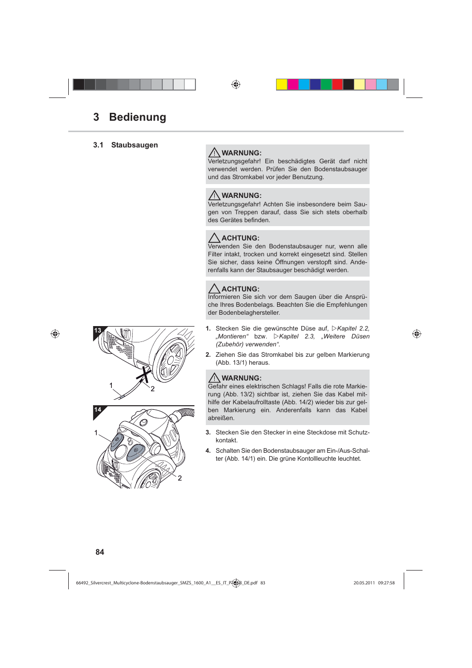 3 bedienung | Silvercrest SMZS 1600 A1 User Manual | Page 84 / 98