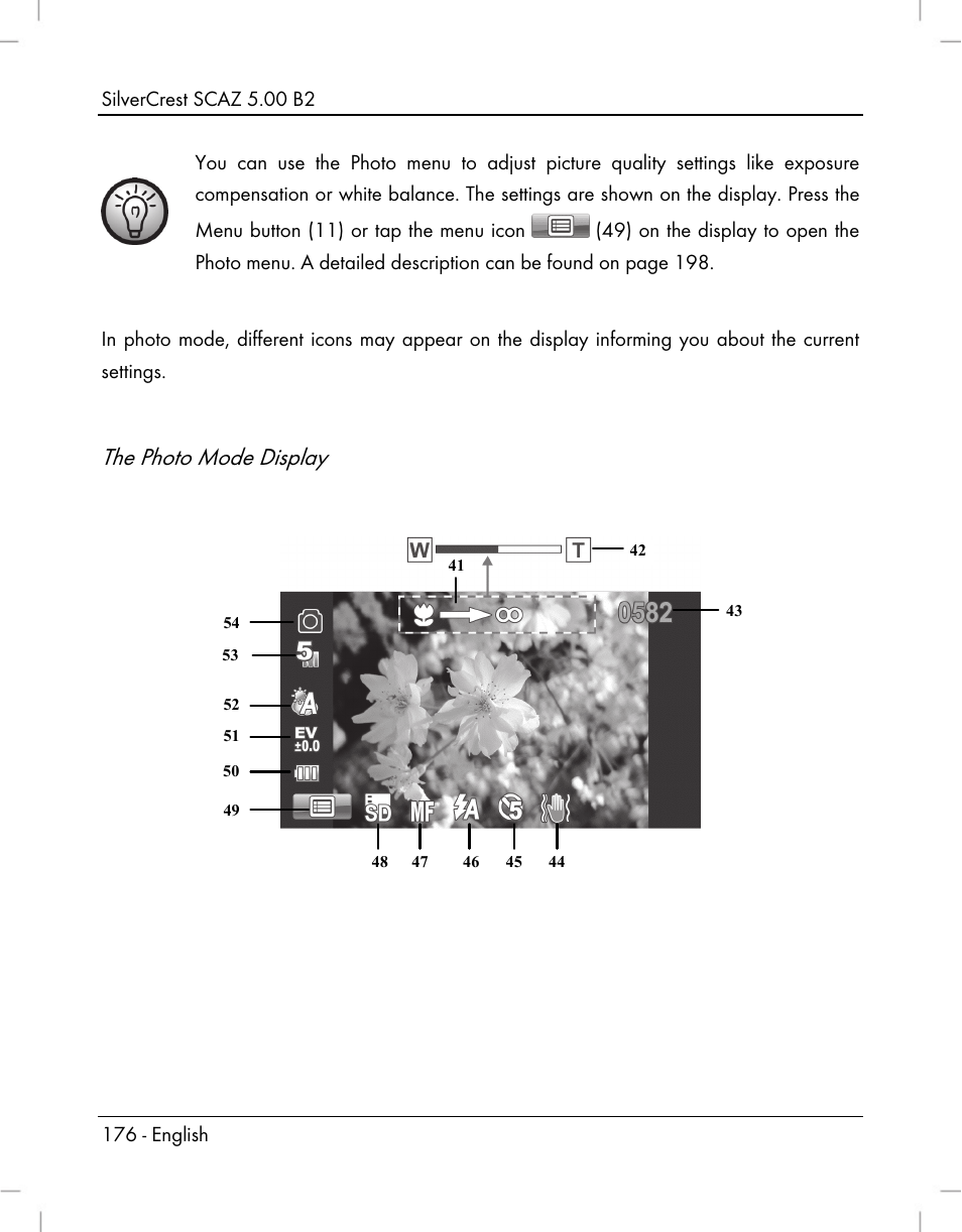 The photo mode display | Silvercrest SCAZ 5.00 B2 User Manual | Page 178 / 222
