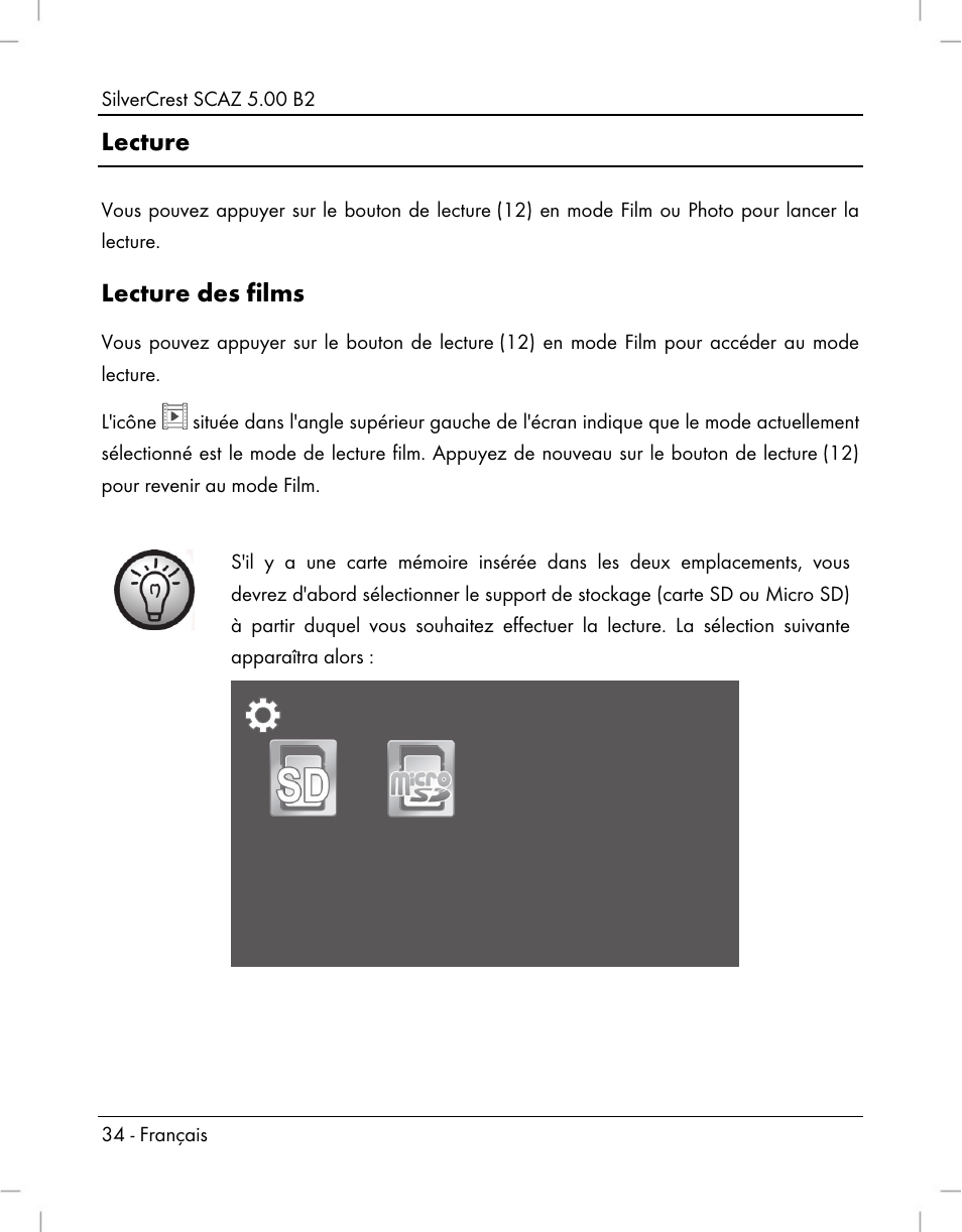Lecture, Lecture des films | Silvercrest SCAZ 5.00 B2 User Manual | Page 36 / 222