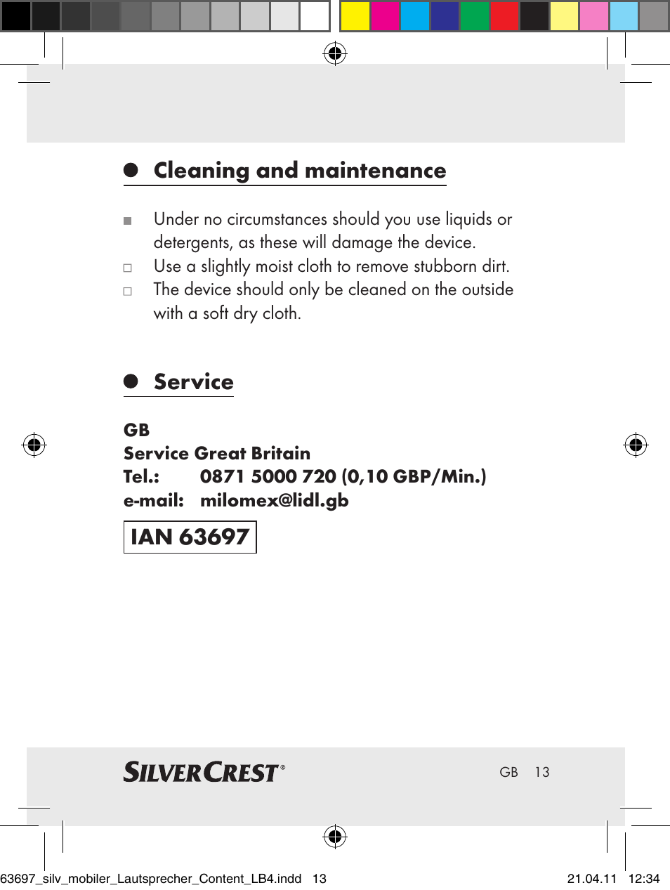 Cleaning and maintenance, Service | Silvercrest Z30813 User Manual | Page 11 / 77