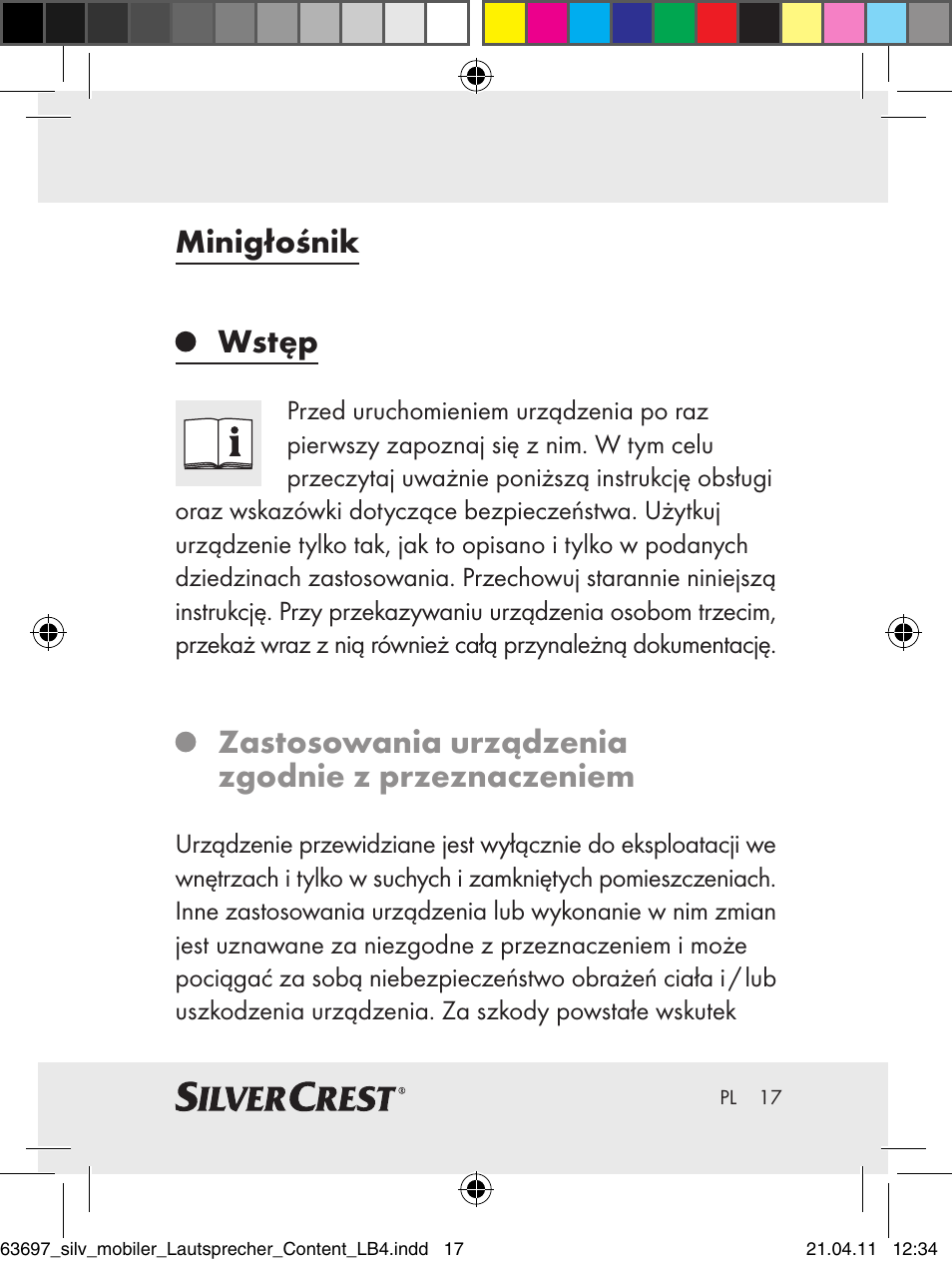 Minigłośnik wstęp, Zastosowania urządzenia zgodnie z przeznaczeniem | Silvercrest Z30813 User Manual | Page 15 / 77