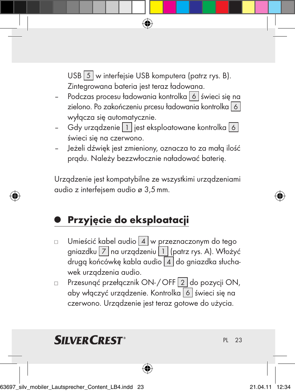 Przyjęcie do eksploatacji | Silvercrest Z30813 User Manual | Page 21 / 77