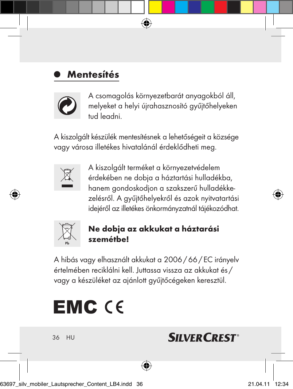 Mentesítés | Silvercrest Z30813 User Manual | Page 34 / 77
