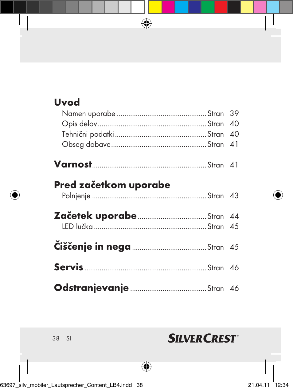 Uvod, Varnost, Pred začetkom uporabe | Začetek uporabe, Čiščenje in nega, Servis, Odstranjevanje | Silvercrest Z30813 User Manual | Page 36 / 77