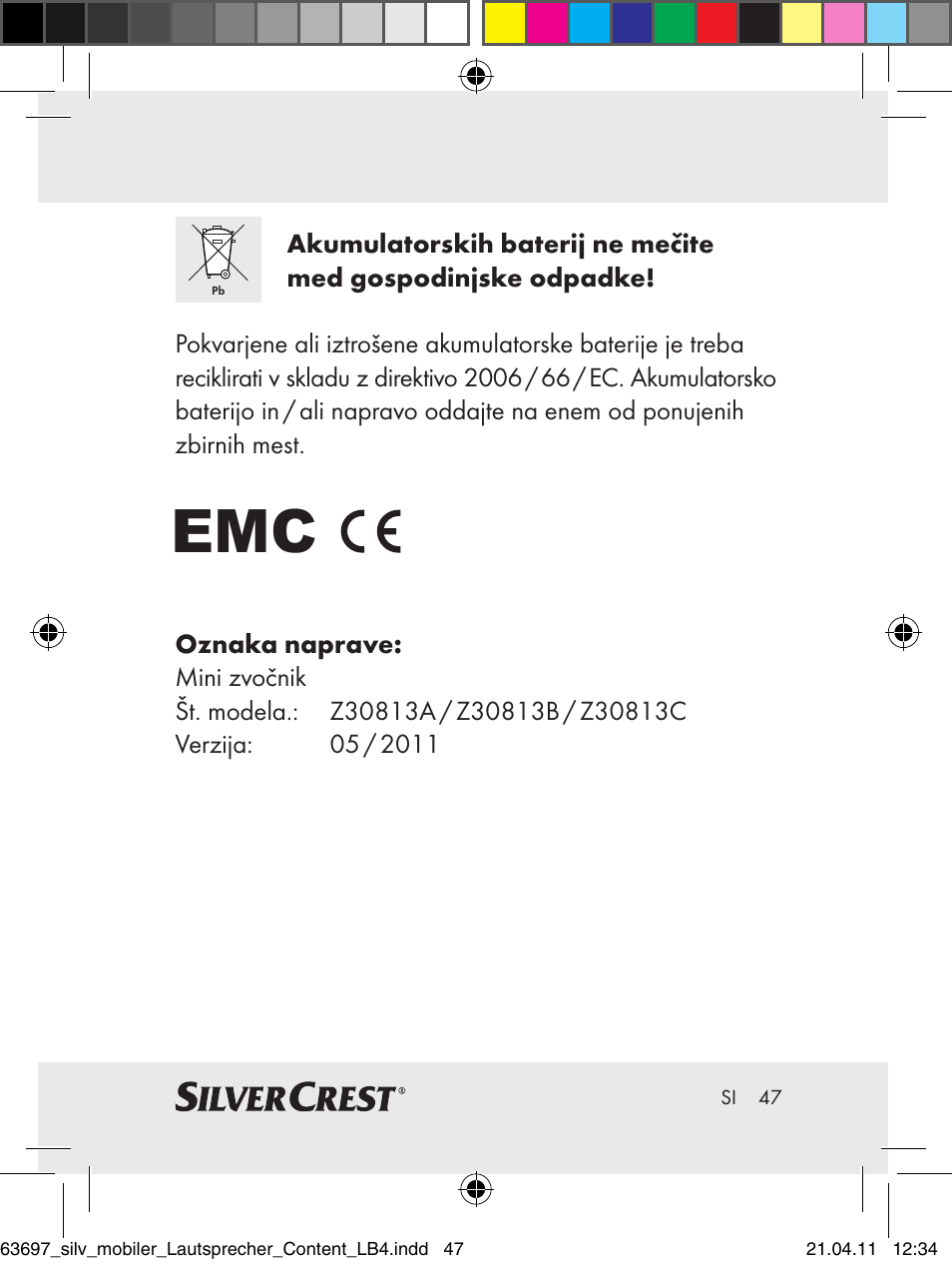 Silvercrest Z30813 User Manual | Page 45 / 77
