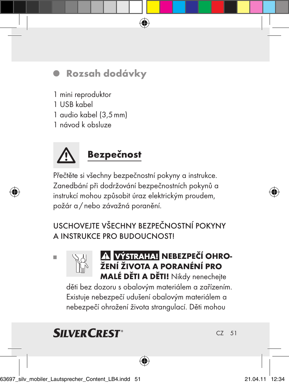 Rozsah dodávky, Bezpečnost | Silvercrest Z30813 User Manual | Page 49 / 77