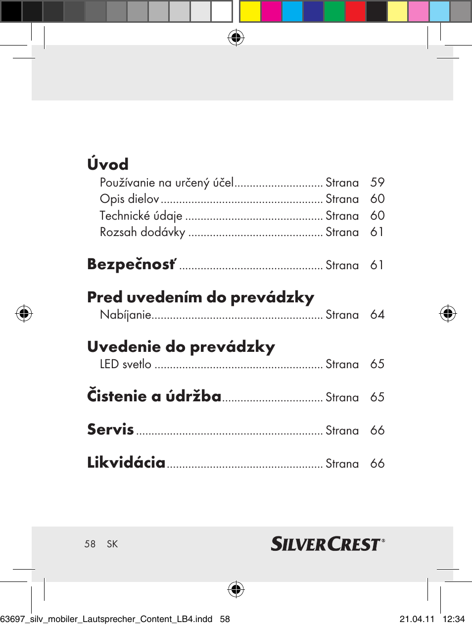 Úvod, Bezpečnosť, Pred uvedením do prevádzky | Uvedenie do prevádzky, Čistenie a údržba, Servis, Likvidácia | Silvercrest Z30813 User Manual | Page 56 / 77