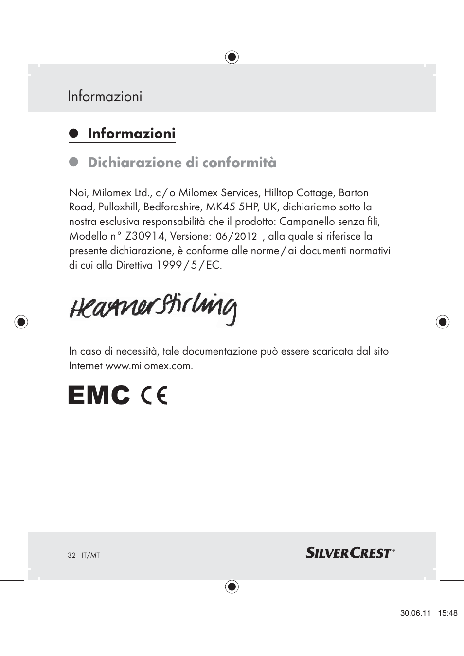 Informazioni | Silvercrest Z30914 User Manual | Page 33 / 74