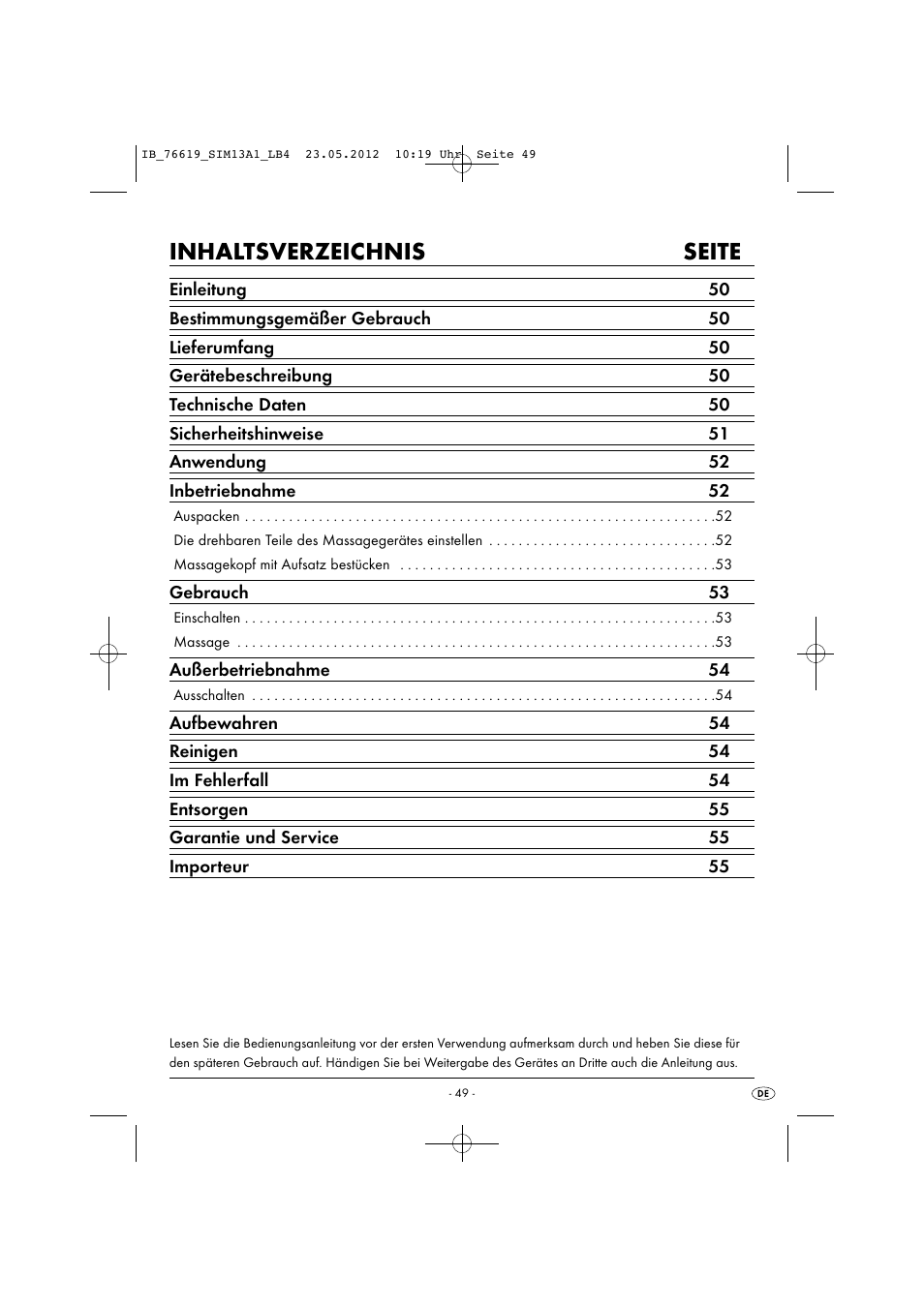 Inhaltsverzeichnis seite | Silvercrest SIM 13 A1 User Manual | Page 51 / 57