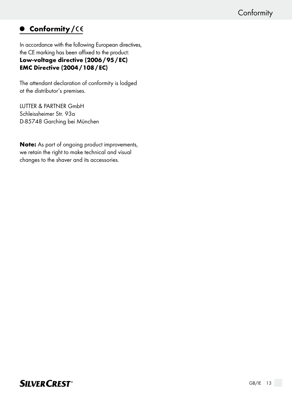 Conformity | Silvercrest SFR 1200 A1 User Manual | Page 13 / 15
