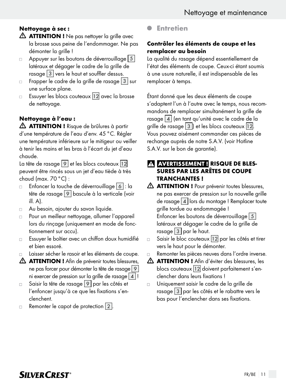 Nettoyage et maintenance, Entretien | Silvercrest SFR 1200 A1 User Manual | Page 11 / 45