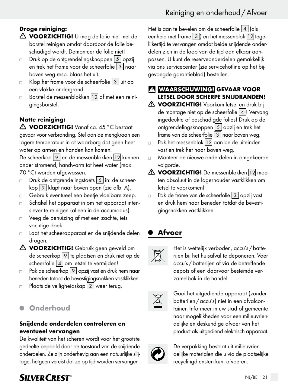 Reiniging en onderhoud / afvoer, Onderhoud, Afvoer | Silvercrest SFR 1200 A1 User Manual | Page 21 / 45