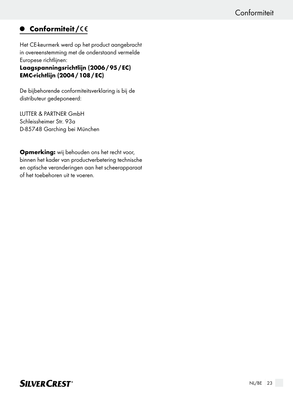 Conformiteit | Silvercrest SFR 1200 A1 User Manual | Page 23 / 45