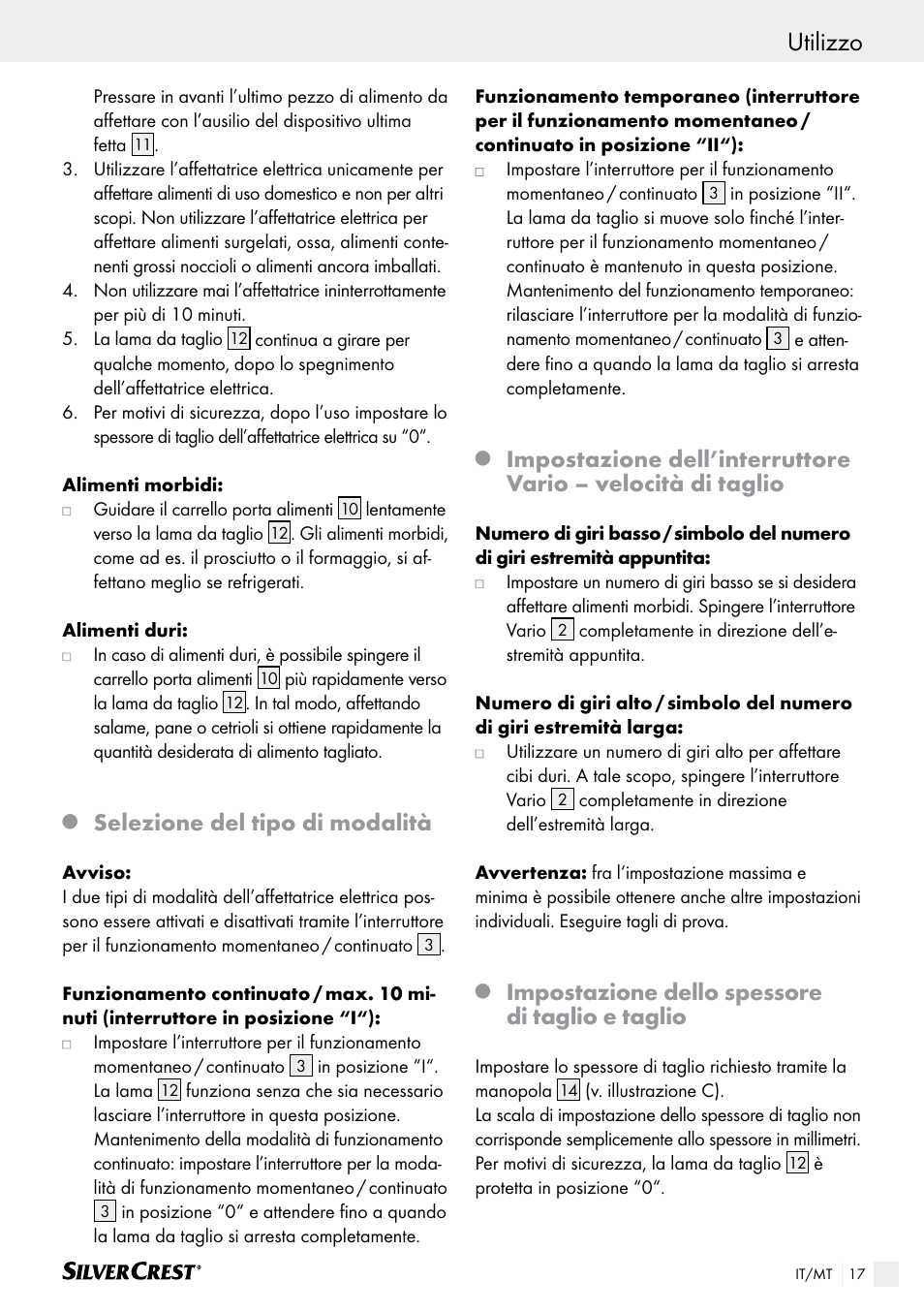 Sicurezza / prima del primo impiego / utilizzo, Utilizzo, Selezione del tipo di modalità | Impostazione dello spessore di taglio e taglio | Silvercrest SAS 150 A1 User Manual | Page 17 / 45