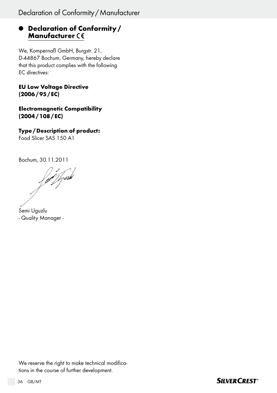Silvercrest SAS 150 A1 User Manual | Page 36 / 45