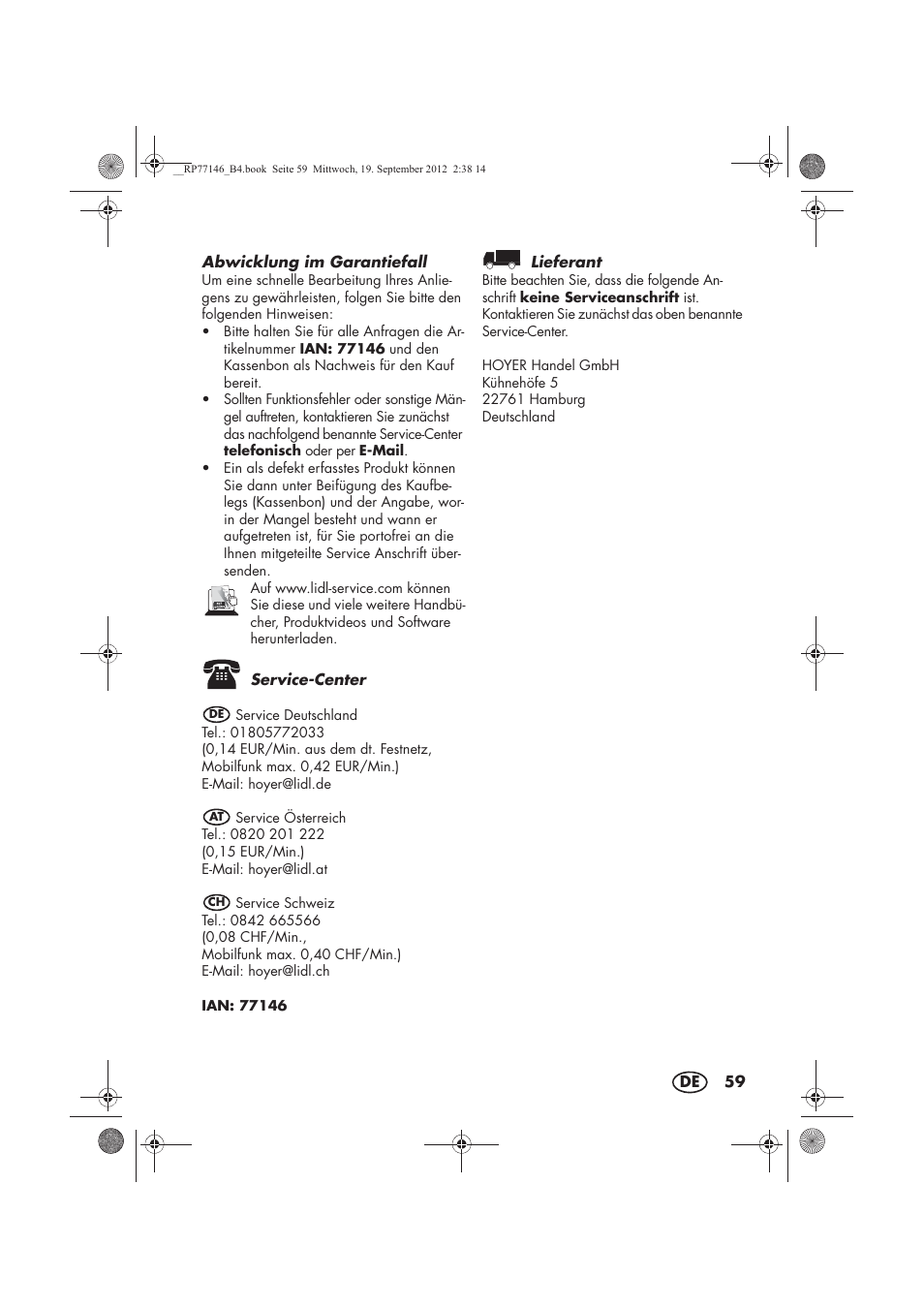 Silvercrest SZP 25 B1 User Manual | Page 61 / 62