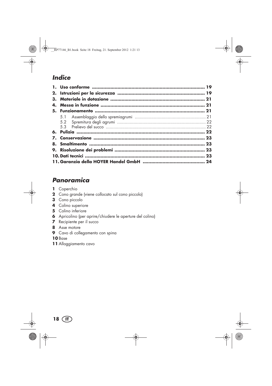 Indice, Panoramica | Silvercrest SZP 25 B1 User Manual | Page 20 / 46