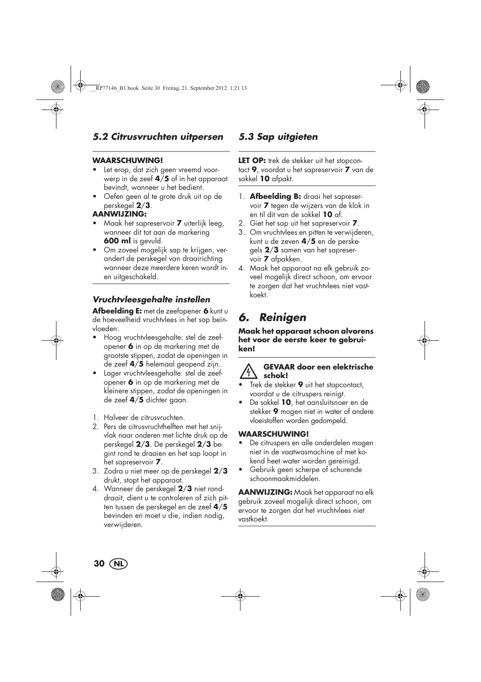 Reinigen | Silvercrest SZP 25 B1 User Manual | Page 32 / 46