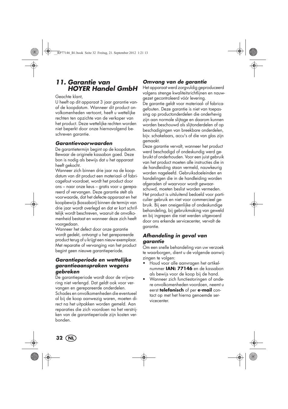 Garantie van hoyerhandel gmbh | Silvercrest SZP 25 B1 User Manual | Page 34 / 46