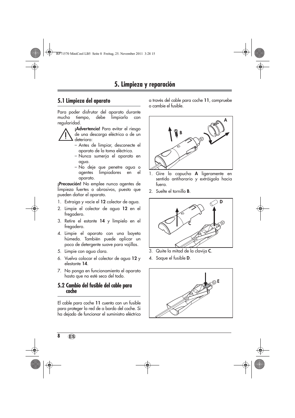 Limpieza y reparación, 1 limpieza del aparato, 2 cambio del fusible del cable para coche | Silvercrest SMK 15 A1 User Manual | Page 10 / 46