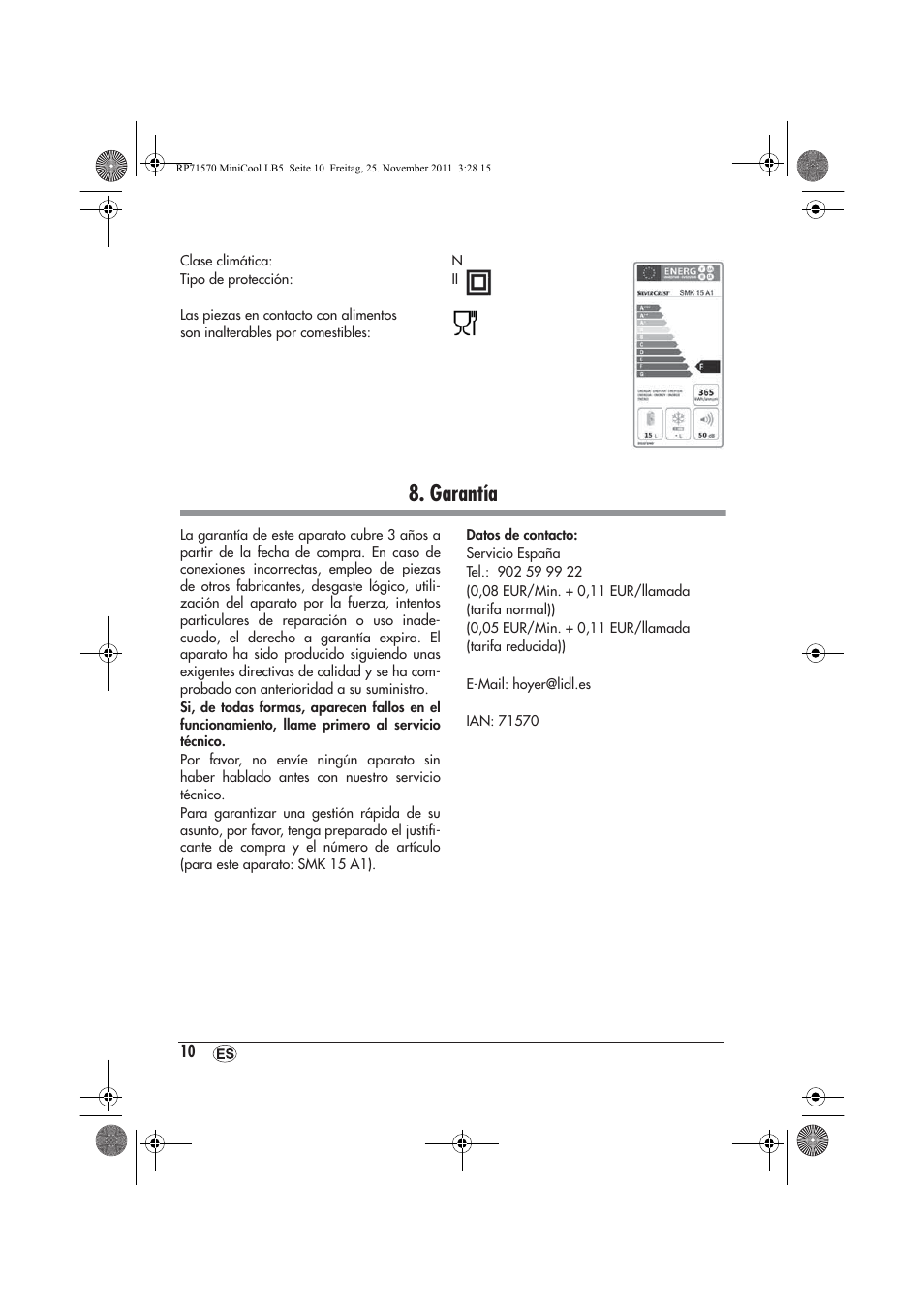 Garantía | Silvercrest SMK 15 A1 User Manual | Page 12 / 46