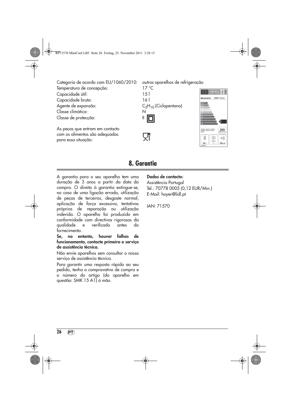 Garantia | Silvercrest SMK 15 A1 User Manual | Page 28 / 46