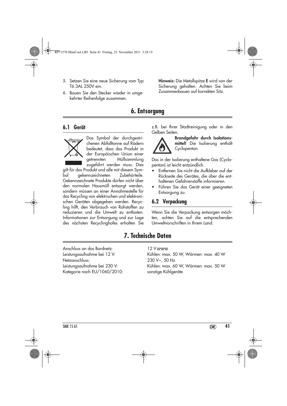 Entsorgung, Technische daten, 1 gerät | 2 verpackung | Silvercrest SMK 15 A1 User Manual | Page 43 / 46