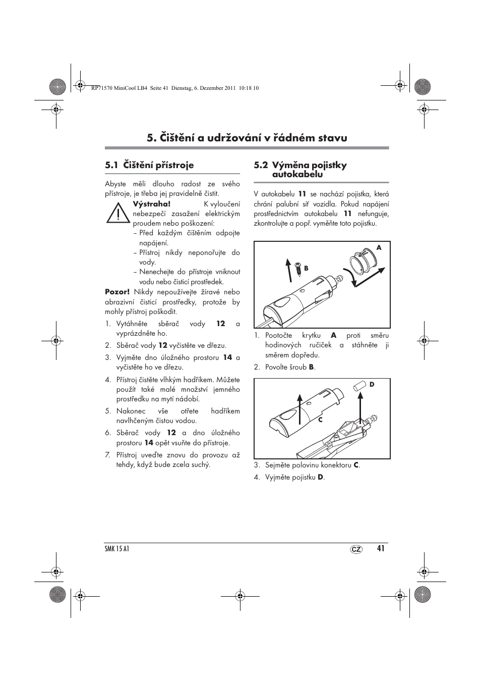Čištění a udržování v řádném stavu | Silvercrest SMK 15 A1 User Manual | Page 43 / 62