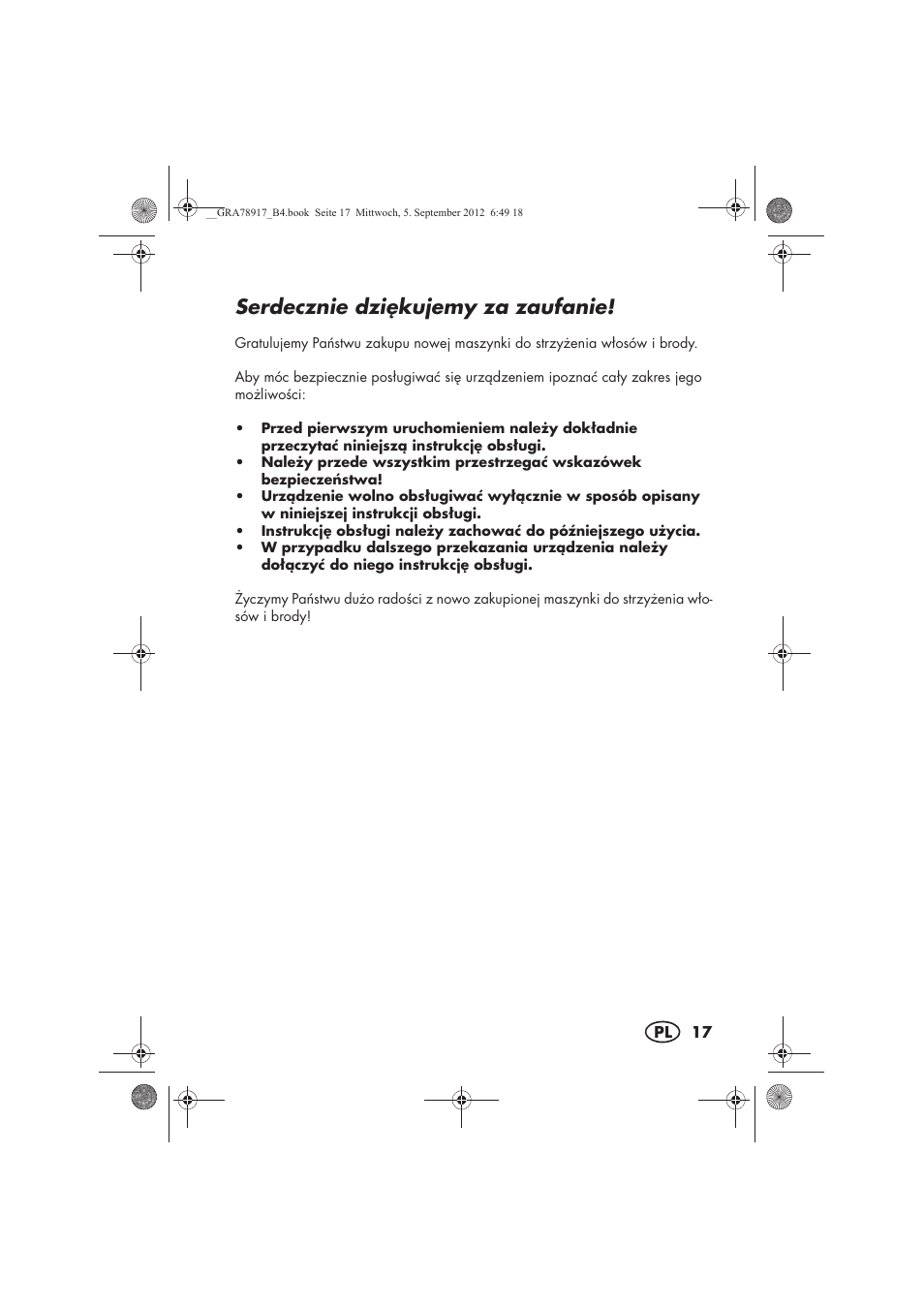 Serdecznie dzikujemy za zaufanie | Silvercrest SHBS 600 A1 User Manual | Page 19 / 104