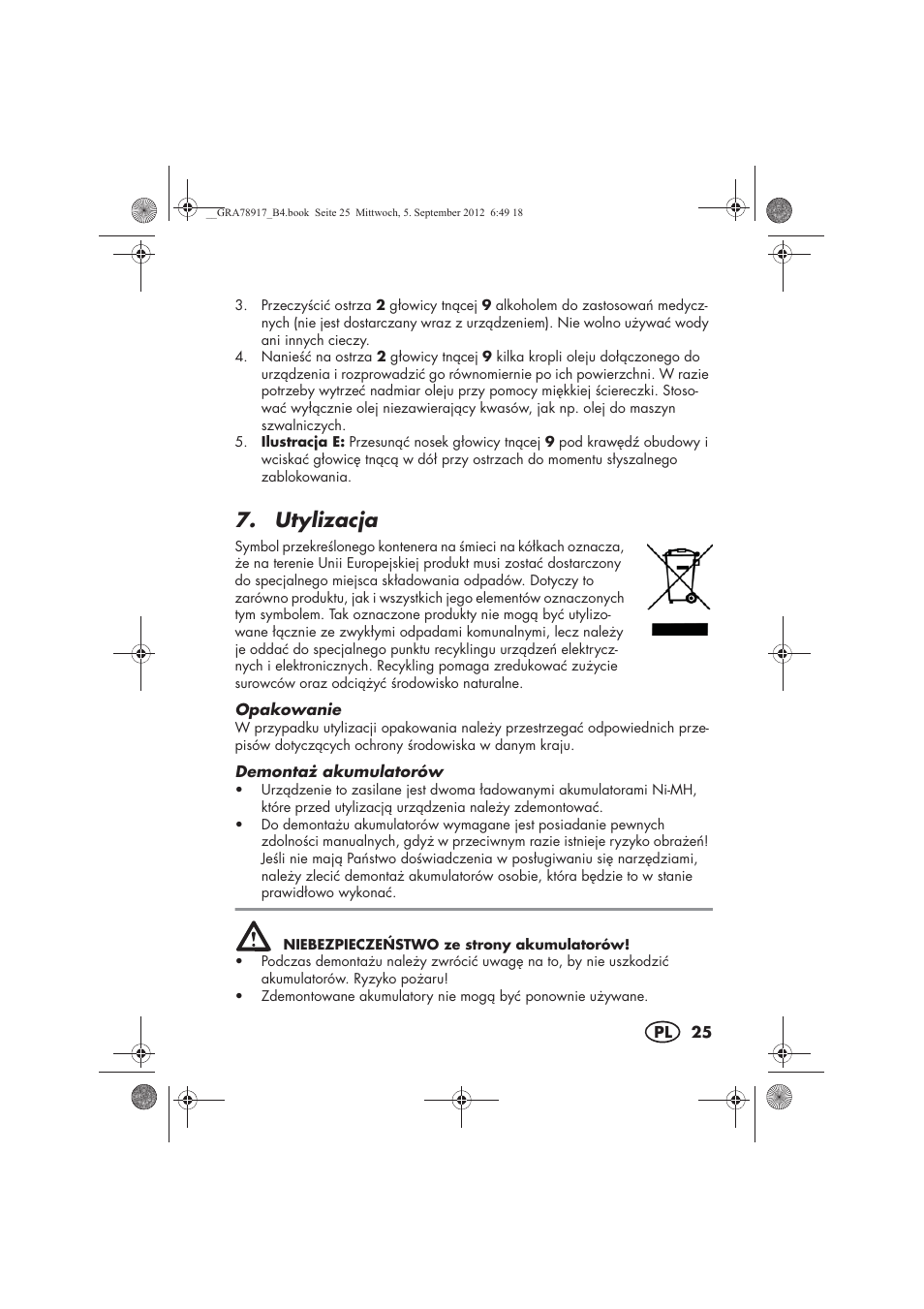 Utylizacja | Silvercrest SHBS 600 A1 User Manual | Page 27 / 104