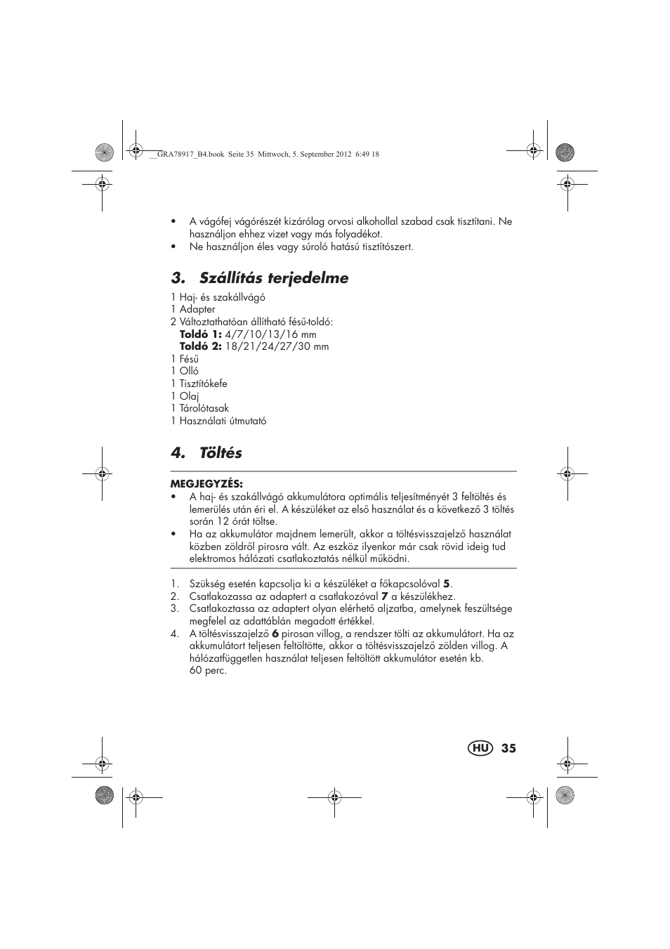 Szállítás terjedelme, Töltés | Silvercrest SHBS 600 A1 User Manual | Page 37 / 104