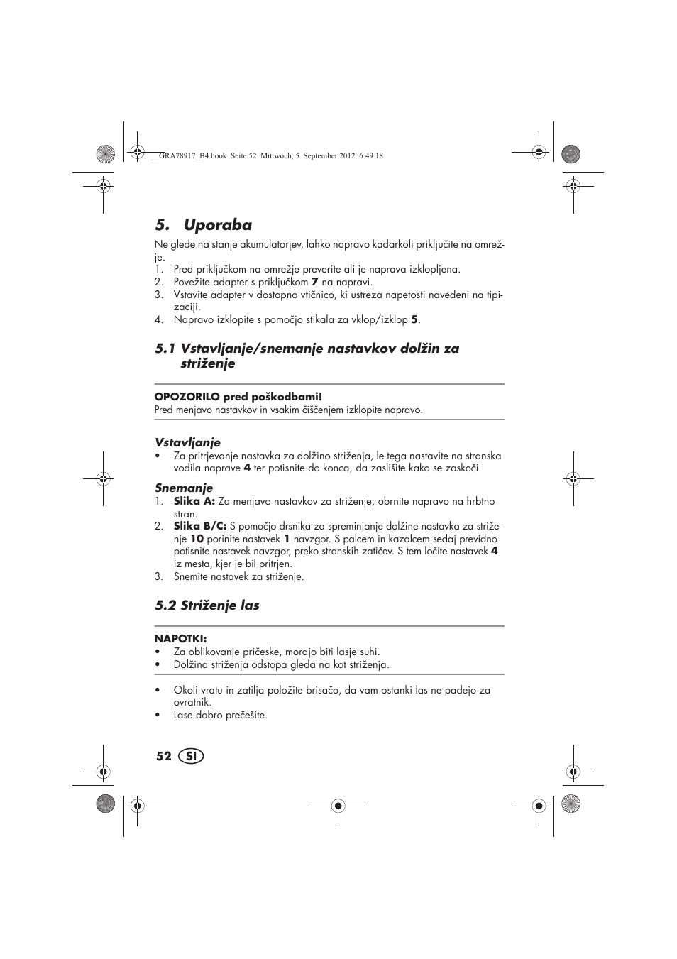 Uporaba | Silvercrest SHBS 600 A1 User Manual | Page 54 / 104