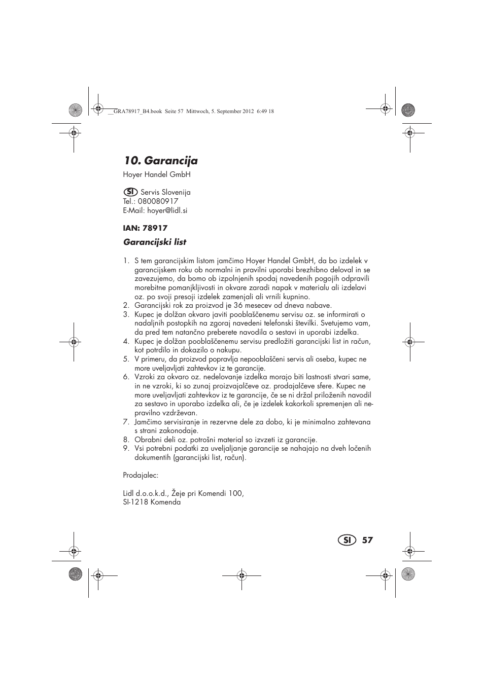 Garancija | Silvercrest SHBS 600 A1 User Manual | Page 59 / 104